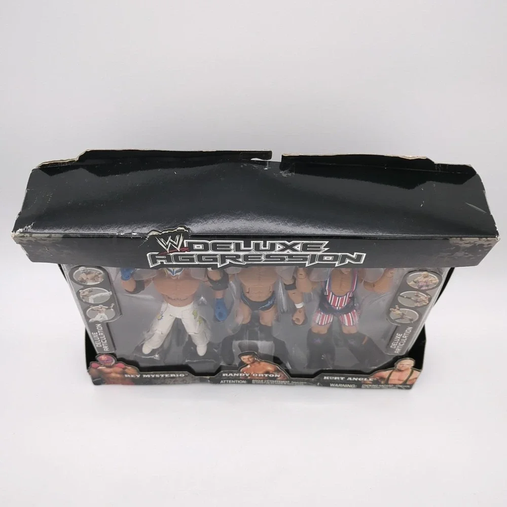 WWE Rey Mysterio Randy Orton Kurt Angle 3 Pack ERROR Deluxe Aggression Jakks